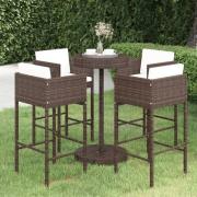 Anya Large Poly Rattan Bar Table With 4 Avyanna Chairs In Brown