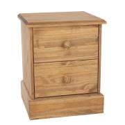 Calixto Wooden Bedside Cabinet With 2 Drawers In Waxed Pine