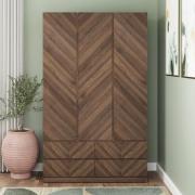 Cianna Wooden Wardrobe With 3 Doors 4 Drawers In Royal Walnut