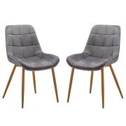 Primo Grey Fabric Dining Chairs With Oak Legs In Pair