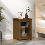 Beale Pine Wood Bedside Cabinet With 2 Shelves In Honey Brown