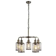 Pips 5 Lights Bar Pendant Light In Antique Brass