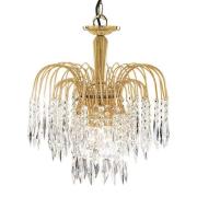 Waterfall 3 Lights Crystal Pendant Light In Gold