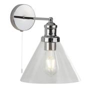 Pyramid 1 Light Glass Shade Wall Light In Chrome