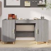 Cress Wooden Computer Desk With 2 Door In Grey Sonoma Oak