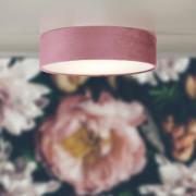 Drum 2 Lights Flush Ceiling Light With Pink Velvet Shade