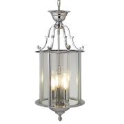 Bevelled 3 Lights Glass Lantern Ceiling Pendant Light In Chrome