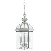 Bevelled 3 Lights Glass Lantern Pendant Light In Chrome