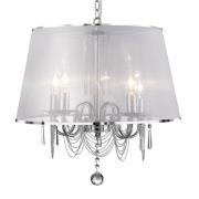 Venetian Curved 5 Lights Voile Shade Pendant Light In Chrome