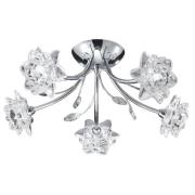 Bellis 5 Lights Clear Glass Semi Flush Ceiling Light In Chrome