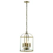 Lembeth 4 Lights Clear Glass Pendant Light In Antique Brass