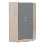 Mack Wooden Wardrobe Corner With 2 Doors Grey Gloss Front