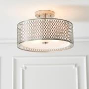 Caneadea Round Flush Ceiling Light In Satin Nickel