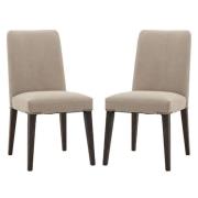 Madisen Grey Fabric Dining Chairs With Brown Legs In Pair