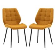 Minford Saffron Fabric Dining Chairs In Pair