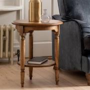 Madisen Round Wooden Side Table In Peroba