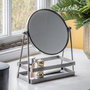 Cardiff Glass Vanity Mirror With Tray In Silver Iron Frame