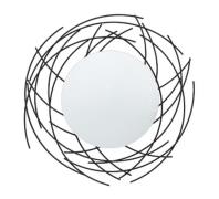 Braking Round Wall Mirror In Black Iron Frame