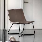 Holland Leather Lounge Chair With Metal Frame In Ember