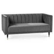 Sarnia Scalloped Back Velvet 2 Seater Sofa In Grey