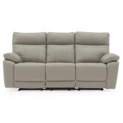 Posit Recliner Leather 3 Seater Sofa In Light Grey