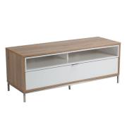 Cerritos Small Wooden TV Stand In Light Oak And White