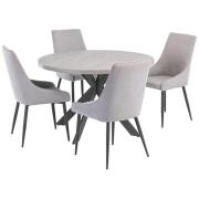 Remika Grey Wooden Dining Table With 4 Remika Grey Chairs