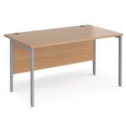 Melor 1400mm H-Frame Computer Desk In Beech And Silver