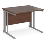 Melor 1000mm Cable Managed Computer Desk In Walnut And Silver