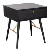 Brogan Wooden Bedside Table With 1 Drawer In Black And Copper