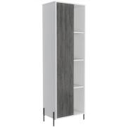 Dunster Wooden Display Cabinet With 1 Door In White And Grey