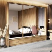 Aliso Wardrobe With 3 Sliding Doors In Shetland Oak With LED