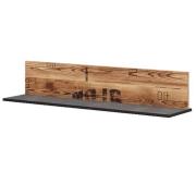 Flint Wooden Wall Shelf In Raw Steel Concrete Effect