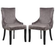 Laughlin Grey Velvet Dining Chairs With Tufted Back In Pair