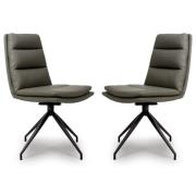 Nobo Truffle Faux Leather Dining Chair With Black Legs In Pair