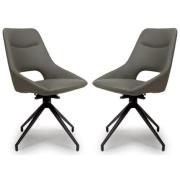 Aara Truffle Faux Leather Dining Chairs Swivel In Pair