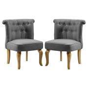 Pacari Grey Fabric Dining Chairs With Wooden Legs In Pair