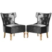 Narvel Grey Velvet Dining Chairs With Wooden Legs In Pair