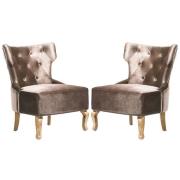 Narvel Beige Velvet Dining Chairs With Wooden Legs In Pair