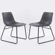 Mattox Grey PU Leather Dining Chairs In Pair