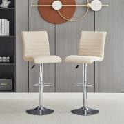 Ripple Taupe Faux Leather Bar Stools With Chrome Base In Pair