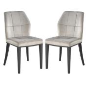 Romano Grey Velvet Dining Chairs With Matt Black Legs In Pair