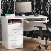 Mary Wooden Laptop Desk With 4 Drawers In White