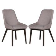 Acton Latte Fabric Dining Chairs In Pair