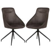 Harini Brown Microfibre Dining Chairs In Pair