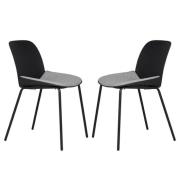 Haile Black Metal Dining Chairs With Woven Fabric Seat In Pair