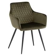 Finlay Velvet Fabric Dining Armchair In Juniper Green