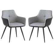 Stella Silver Grey Fabric Dining Armchairs In Pair