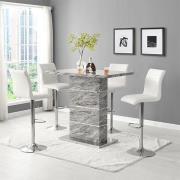 Parini Melange Marble Effect Bar Table 4 Ripple White Stools