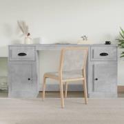 Vance Wooden Computer Desk With 2 Doors 2 Drawers In Concrete Effect